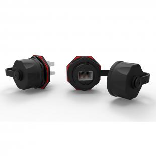 LEINRJ06-001-6 - CONECTOR RJ-45 GIGALAN CAT.6  IP67 PRETO T568A/T568 FEMEA BLINDADO - 35050215 - LIGHTERA