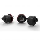 LEINRJ06-001-6 - CONECTOR RJ-45 GIGALAN CAT.6  IP67 PRETO T568A/T568 FEMEA BLINDADO - 35050215 - LIGHTERA