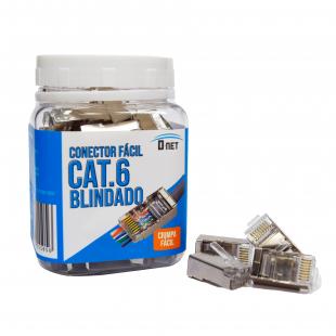 DNCNCN06-003-0 - CONECTOR FACIL(EZ) RJ 45 MACHO CAT.6 BLINDADO DE PASSAGEM - 24AWG (POTE COM 50 UND.) - DN-CM-CAT6-B - D-NET